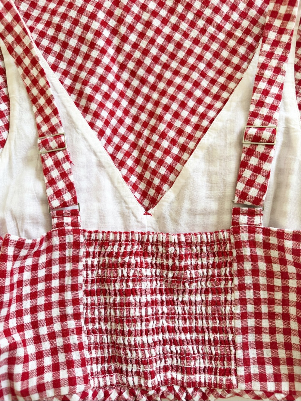 SOLD Abercrombie Red Gingham Linen Mini Dress - Picture 6 of 8